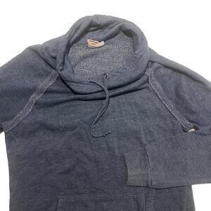 Roxy Sweater Womens Large‎ Blue Hooded Long Sleeve Sweatshirt Distressed